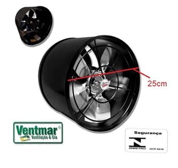 Exaustor de 25cm VENTI-DELTA BIV Alta Rotaçăo-3000rpm Alta Vazăo-01250m3/h - Linha Pesada Churrasqueiras Coifas Cabine de Pintura
