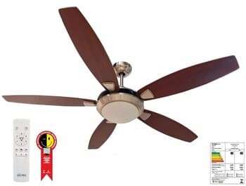 VENTILADOR DE TETO ALISEU MODERN CROMADO BIV110V-220V87W VEL/MÁX 5PÁS MD TABACO - CONTROLE REMOTO 6-VEL. GLOBO P/2LÂMP. E-27 - foto 1 de 5