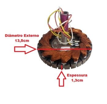 ESTATOR BOBINADO MOTOR VENTILADOR TETO CICLONE 110V 10,0UF - EIXO 12,0MM SEM ROSCA P/LUMINÁRIA