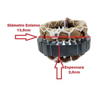 ESTATOR BOBINADO MOTOR VENTLADOR OSC.DOMINA 50/60CM 110V200W12,0UF - FIO CABO 25 AWG ALUMINIO