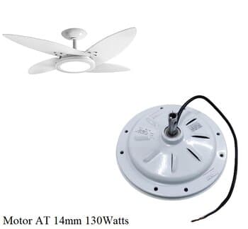 MOTOR P/VENTILADOR DE TETO TRON 4PAS 110V130W08,5UF BRANCO C/ROSCA P/LUMINARIA - MOTOR TRON AT 14MM 8FUROS P/VT AZZAM - foto 1 de 4
