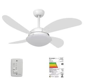 VENTILADOR DE TETO VOLARE PREMIUM 110V10,5UF COR BRANCO 4PÁS FLY TUBA BRANCAS CHAVE 3 VEL VENTIFÁCIL - LUMINÁRIA MC2 P/2-LÂMPADAS ATÉ 15WATTS