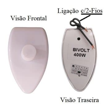 CHAVE P/VENTILADOR DE PAREDE CONTROLE DE VELOCIDADE ROTATIVO DIMER 0400W BIV C/CLIQUE - C/CAIXA MOUSE DE SOBREPOR