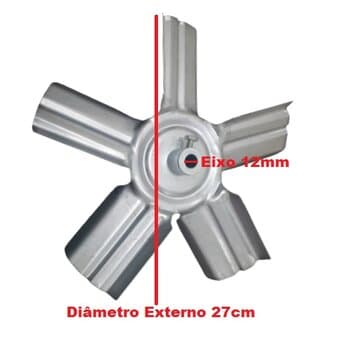 HELICE P/EXAUSTOR DE 30CM VENT AIR/VENTAIR LINHA PESADA CHURRASQUEIRA - CZA 5PAS E12,0MM ZINCADA C/PARAF LATERAL - HELICE EX 30CM