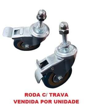 RODA RODÍZIO P/CLIMATIZADOR ULTRAAR ULTRA 60/70/80/100 VENTISOL-CLI70/CLI100PRO MWM-M9000 BEM ESTAR-B9000 - DIANTEIRA MÓVEL C/TRAVA - *VENDIDA P/UNIDADE