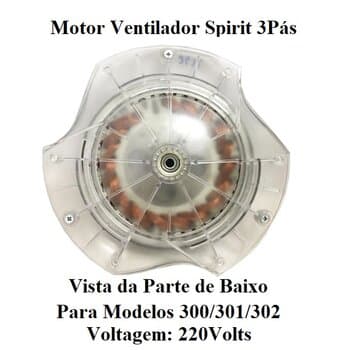 MOTOR P/VENTILADOR DE TETO SPIRIT 300 301 302 3PAS 220V03,0UF COR CRISTAL - MODELO 3PAS 300 301 302 COM ROSCA P/LUMINARIA - foto 1 de 3