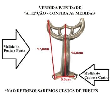 GARRA SUPORTE DE PÁ HÉLICE VENTILADOR DE TETO IMPORTADO *USADAS UNIDADE* G/GD ALU O.VELHO 2-FUROS G X MT-05,5CM 3-FUROS G X PÁ-14,0CM