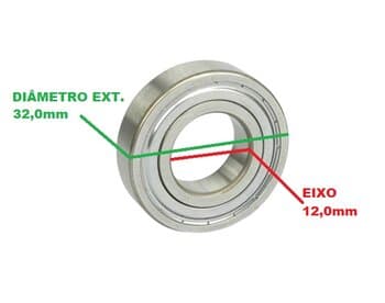 ROLAMENTO 6201 1A ZZ 1A LINHA - PADRĂO ENCAIXE E12,0MM - DIÂMETRO EXTERNO 32,0MM - P/VENTILADOR / EXAUSTOR / CLIMATIZADOR