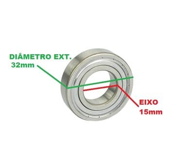 ROLAMENTO 6002 2A ZZ EIXO 15,0MM DIAMETRO EXTERNO 32,0MM - ROLAMENTO PARA VENTILADOR - ROLAMENTO PARA EXAUSTOR - ROLAMENTO