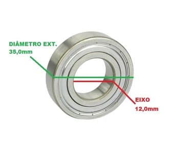 ROLAMENTO 6201 2A ZZ 2A LINHA - PADRĂO ENCAIXE E12,0MM - P/VENTILADOR / EXAUSTOR / CLIMATIZADOR