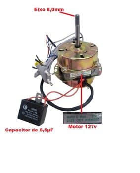 MOTOR P/CLIMATIZADOR VENTISOL 110V06,0UF - CLIN08LT CLIN16LT 000W 0000RPM - LADO/HEL G/H E-08MM