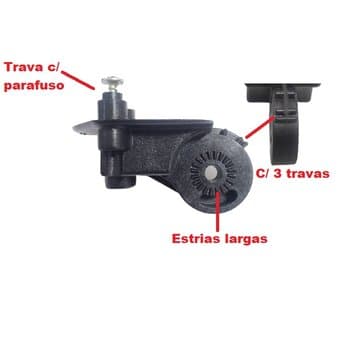 MECANISMO DO OSCILANTE SUPORTE ARTICULADOR DO MOTOR VENTILADOR MONDIAL PRETO - TRAVA C/PARAFUSO/ESTRIAS LARGAS - ENCAIXE PINO 08,0MM