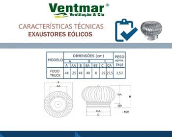 EXAUSTOR EOLICO DE 10" POLEGADAS 26CM FOOD TRUCK VAZAO 01500M3/H KIT P/MONTAGEM COR NATURAL C/22 ALETAS + CHAPA BASE E NIVELADORA