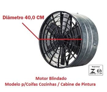 EXAUSTOR DE 40CM VENTISOL BLINDADO TRIF-220V-380V00,0UF A/V-5000M3/H B/R-1700RPM 1/2CV LINHA PESADA P/COIFAS/CABINE DE PINTURA - MOTOR INDUSTRIAL SERVICO PESADO