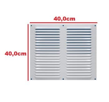 GRADE VENEZIANA 40X40CM P/VENTILACAO DE SUPERFICIE - MEDIDAS 400MM - GRELHA ALUMINIO BRANCA S/TELA - ITC MP040B