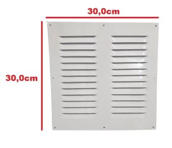 GRADE VENEZIANA 30X30CM 12,0" 300MM GRELHA FIXA DE ALUMÍNIO COR BRANCA P/VENTILAÇĂO DE SUPERFÍCIE S/TELA - ITC MP030B