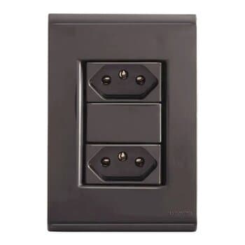 TOMADA LIZ TRAMONTINA DUPLA 2P+T 20A COM PLACA 4X2 GRAFITE
