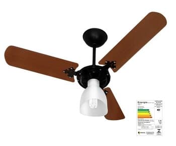 VENTILADOR DE TETO VENTI-DELTA SUPER LIGHT 220V04,0UF 130W COR PRETA 3PAS MDF MOGNO 1LUZ CHAVE 3VELOCIDADES - CONSUMO A