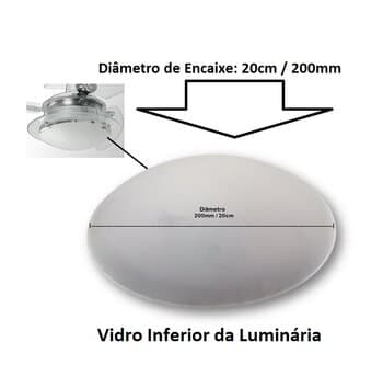 Globo Cúpula Vidro Luminária Ventilador de Teto Loren Sid - Venti-Delta Clean 20cm/200mm - RioPreLustres Noble 200mm - Vidro Panama Residence - foto 1 de 4