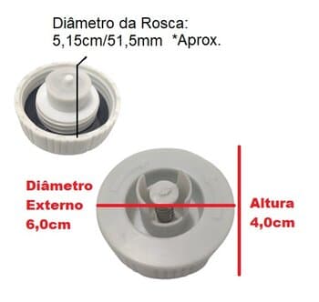 TAMPA C/VÁLVULA DO RESERVATÓRIO UMIDIFICADOR VENTISOL U-03 / U-3 / U3 03,5 LITROS - C/ANEL DE VEDAÇĂO DIÂM.ROSCA 5,15CM/51,5MM