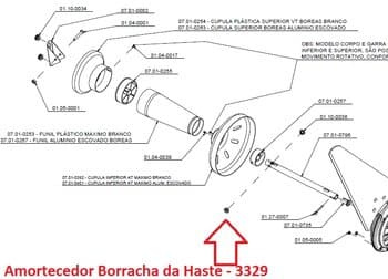 AMORTECEDOR DE VIBRAÇĂO 02-UNIDADES - BORRACHA SUPERIOR DA HASTE X SUPORTE DE TETO P/VENTILADOR TRON - ORIGINAL - KIT C/02-UNIDADES