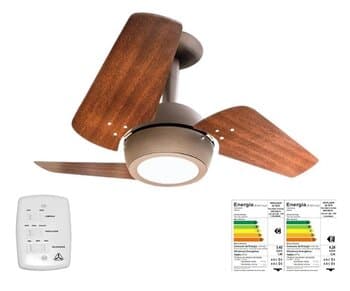 VENTILADOR DE TETO VENTI-DELTA LOFT 110V MARROM 3PÁS MDF TABACO CHAVE 3VELOCIDADES 130W - LUMINÁRIA LED 18W 6.000K LUZ BRANCA