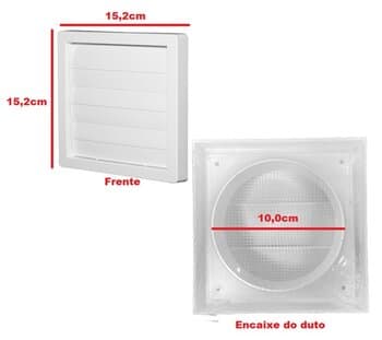 GRADE VENEZIANA 10X10CM 04,0" 100MM GRELHA AUTOFECHANTE FIXA PLÁSTICA COR BRANCA P/VENTILAÇĂO DE SUPERFÍCIE C/TELA