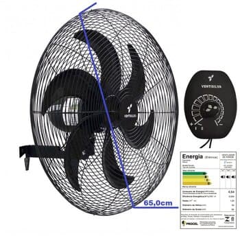 VENTILADOR DE PAREDE 065CM VENTISILVA BIV163W-146W 60HZ VPLMAISI PRETO HEL-6PÁS G/M - C/CONTROLE DE VELOCIDADE ROTATIVO