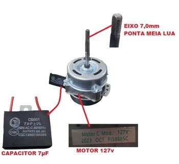 MOTOR P/CLIMATIZADOR VENTISOL 110V050W07,0UF CLIN35LT CLIN60LT CLIN80LT PI5888SC - L/HEL GH E07,0MM SUBST.YYK-50+0338+0055 CLI35PRO CLI60PRO CLI80PRO