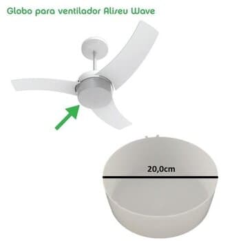 GLOBO CUPULA PLASTICA P/LUMINARIA VENTILADOR ALISEU WAVE - GLOBO WAVE - ENCAIXE EXTERNO/GOLA 20,0CM/200MM - foto 1 de 4