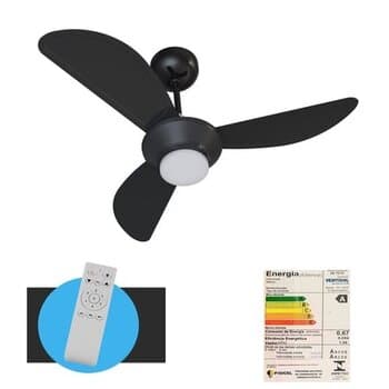 VENTILADOR DE TETO VENTISOL MISTRAL INVERTER LED18W BIV110V-220V 30W PRETO 3PÁS PL TUBA CONTROLE REMOTO 6-VELOCIDADES - foto 1 de 4