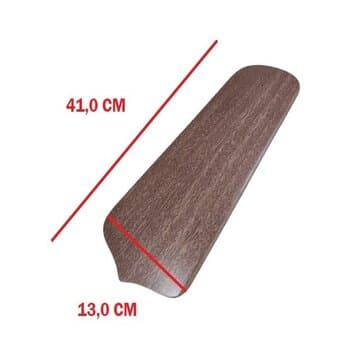 PÁ HÉLICE P/VENTILADOR DE TETO LOREN SID LUMI M1 M2 - MDF RETA MOGNO - *VENDIDA P/UNIDADE - ESP.3,0MM L13,0XC41,0CM - P/GARRA MAIOR C/3 FUROS