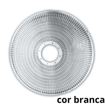 GRADE P/VENTILADOR 50CM LOREN SID ORBITAL 360ş - PLÁSTICA BRANCA+FECHADA - SERVE P/DIANTEIRA OU TRASEIRA - *VENDIDA P/UNIDADE