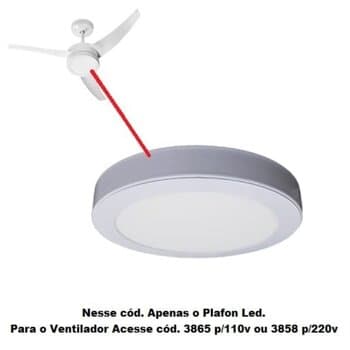 LUMINÁRIA PLAFON PAINEL LED SOBREPOR RD22,0CM P/VENTILADOR VENTI-DELTA LUNIK - 18W3000KBIV AMARELA B/BRANCA - BASE ESPECIAL REFORÇADA