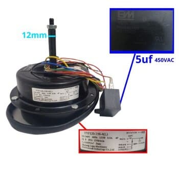 MOTOR P/CLIMATIZADOR ULTRAAR 220V ULTRA100/VENTISOL CLI100LT PRO YYF120-150-4LP (L) AC220-240V05,0UF 150W LADO/HEL G.A/HOR E12,0MM PML C/R ESQ.08,0MM