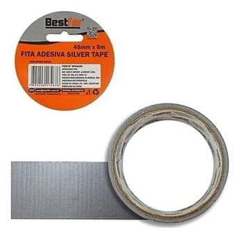FITA ADESIVA SILVER TAPE 05 METROS - 48MM X 5M - P/VEDAR CALHAS RUFOS E COIFAS DE EXAUSTORES