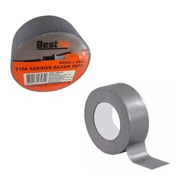 FITA ADESIVA SILVER TAPE 25-METROS 45MM 48MMX25MT PRATA/ALUMÍNIO - P/VEDAR DUTOS FLEXÍVEIS + CALHAS RUFOS E COIFAS DE EXAUSTORES