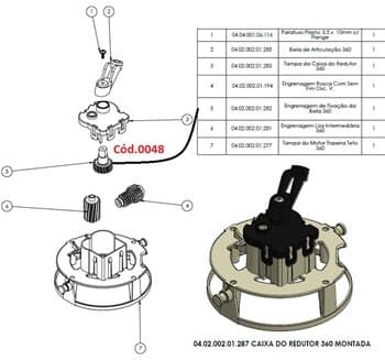 ENGRENAGEM DE TRANSMISSÃO DO VENTILADOR DE TETO VENTI-DELTA PREMIUM ORBITAL 360 50CM/60CM