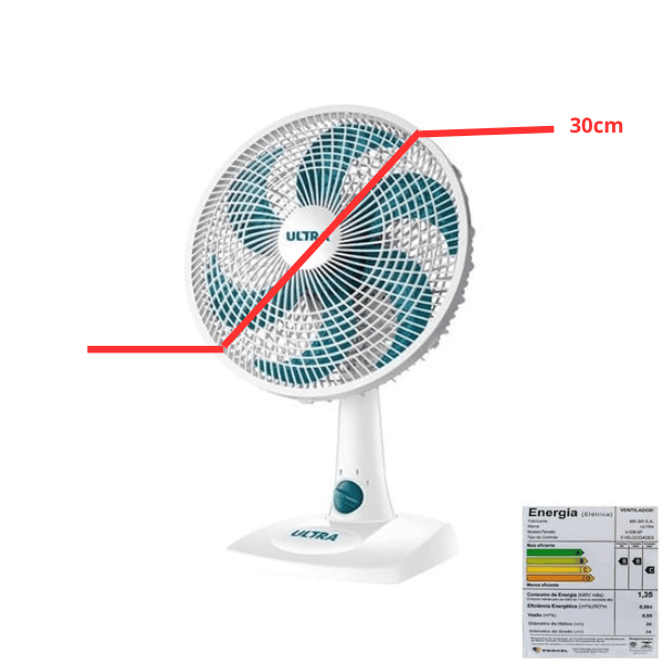 VENTILADOR DE MESA 030CM MONDIAL ULTRA V-30B 110V50W BRANCO/AZUL G/PL 6PAS CHAVE 3-VEL - ADAPTA-SE P/PAREDE - C/BUCHA - foto 1 de 2