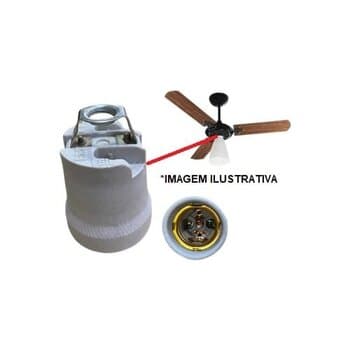 SOQUETE DE PORCELANA P/VENTILADOR DE TETO VENTISOL WIND LIGHT - *VENDIDO P/UNIDADE - C/SUPORTE DE METAL J519I P/FIXAÇĂO - foto 1 de 4