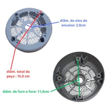 TAMPA CAMPANA DO MOTOR VENTILADOR SOLASTER GOAR 60/70CM DIANTEIRA DIAM.15,0CM - ACAPULCO/VENEZA PLUS CINZA MODELO ATUAL USAR C/ROL-6201
