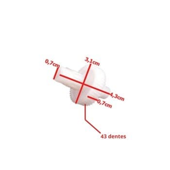 ENGRENAGEM P/BATEDEIRA WALITA ANTIGA - MODELO TOPA TUDO - 43 DENTES EM PLASTICO COR BRANCA - *VENDIDA P/UNIDADE