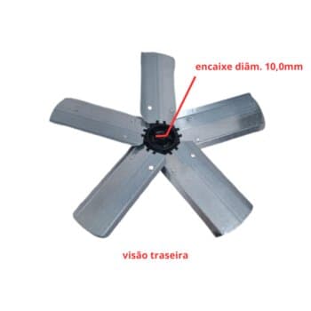 HELICE DE 50CM P/EXAUSTOR 50CM VENTISOL 5PAS METAL - EIXO-12,0MM PONTA MEIA LUA C/CUBO CENTRAL PL S/TT - FIXADA C/2-TRAVAS NO EIXO