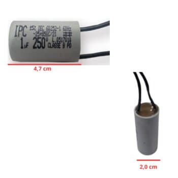 CAPACITOR 001,0UF 2FIOS RD 250VAC - P/VENTILADOR DE TETO - CAP001,0 - foto 1 de 3