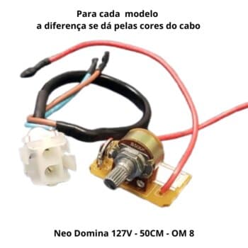 CONTROLE P/VENTILADOR DOMINA VO50CM DIMER ROT.0400W 110V 2FIOS C/CLIQUE - NEO PRATICE ECO 127V 50CM OM 8 2F/VERM - C/RABICHO CONECTOR MACHO
