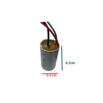 CAPACITOR 012,0UF 3FIOS 5,0+7,0MF RD 250VAC P/VENTILADOR VENTISOL 3VEL - DOMINA OSCILANTE 50CM 127V