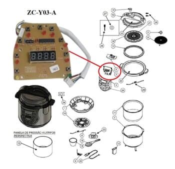PLACA DE COMANDO BIV110V-220V ZC-Y03-A DISPLAY LED PANELA DE PRESSAO VENTISOL AGRATTO 04LT PED-01/PED-02