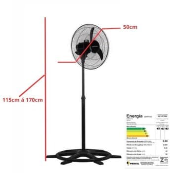 VENTILADOR DE COLUNA 050CM VENTISOL OSC NEW 110V-130W PRETO HEL-3PAS PRETA G/MT CHAVE 3-VELOCIDADES