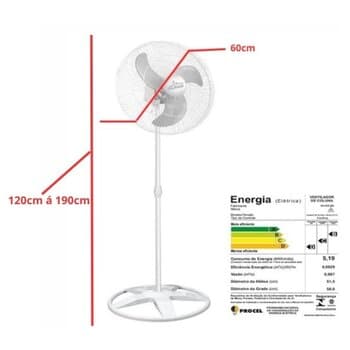 VENTILADOR DE COLUNA 060CM VENTI-DELTA PREMIUM BIV 170W BRANCO HEL-3PAS G/METAL CONTROLE 3-VELOCIDADES
