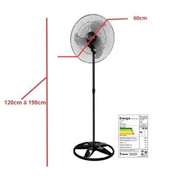 VENTILADOR DE COLUNA 060CM VENTI-DELTA PREMIUM BIV 170W PRETO HEL-3PAS G/METAL CONTROLE 3-VELOCIDADES
